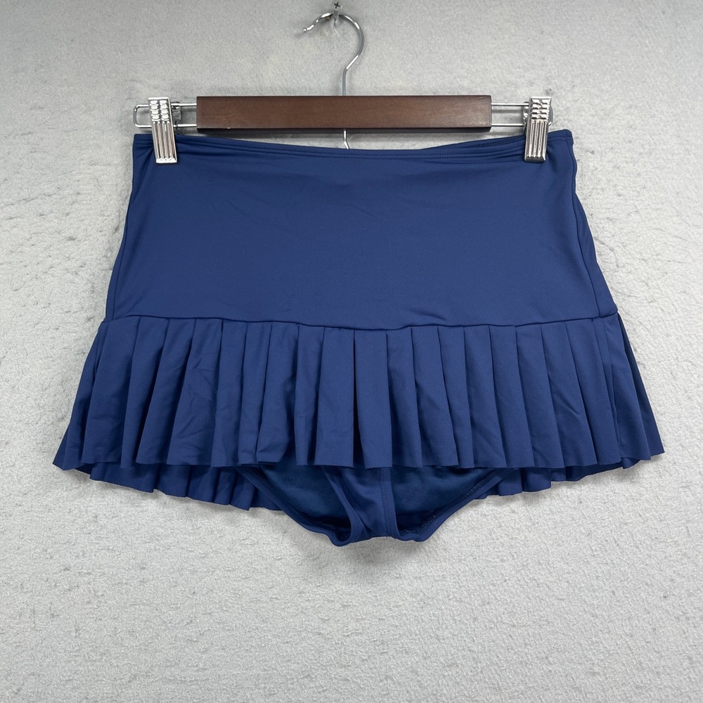 Beach House Swim Skirt Women 8 Navy Blue Pleated Skort Swimsuit Bottom Beachwear
